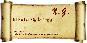 Nikola György névjegykártya